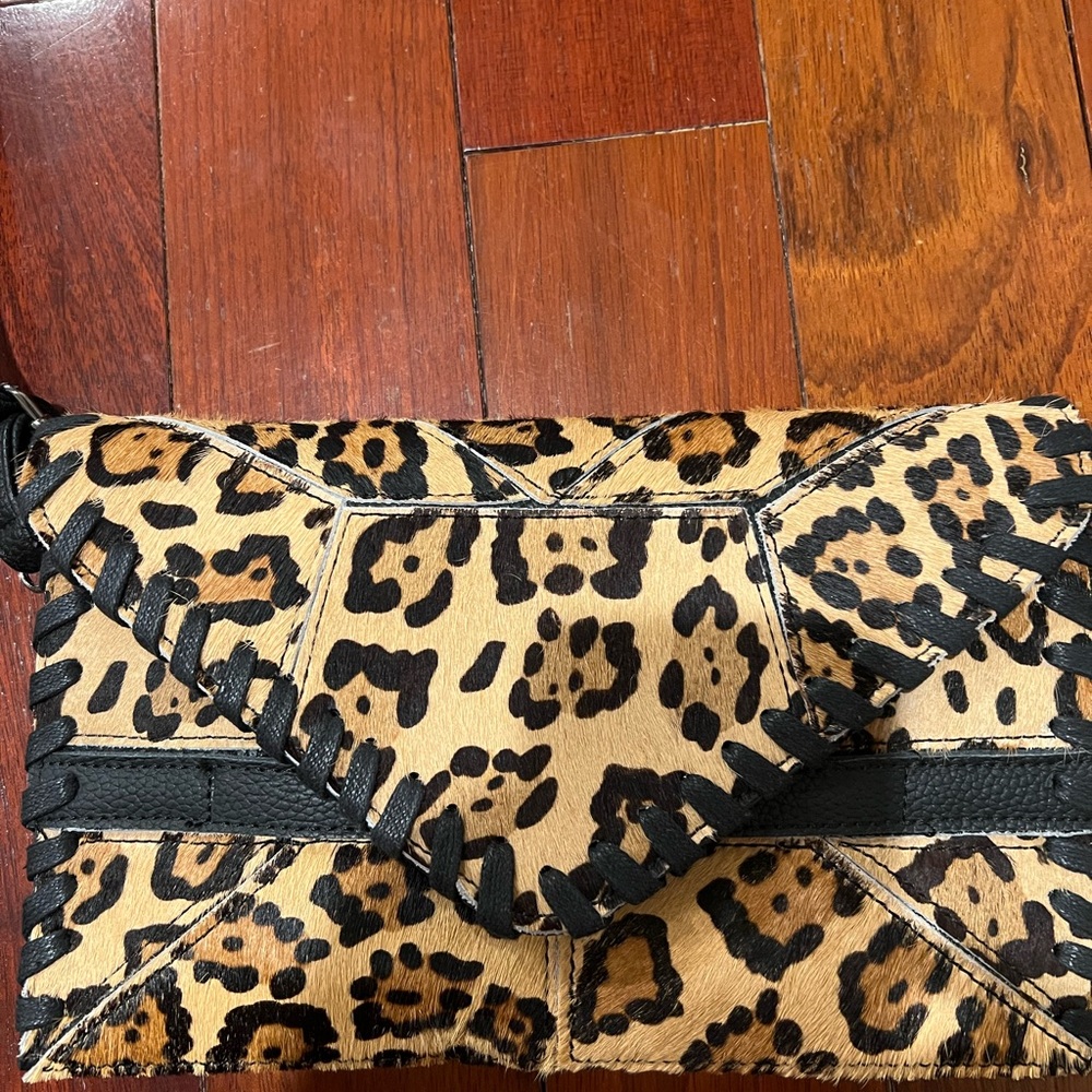 Leopard Print Clutch with Black Trim
